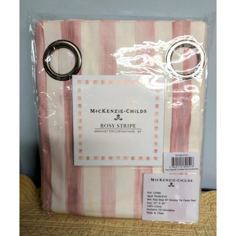 Mackenzie Childs Rosy Stripe Curtain 84